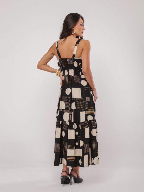 Vestido Midi Estampado Geométrico Variada