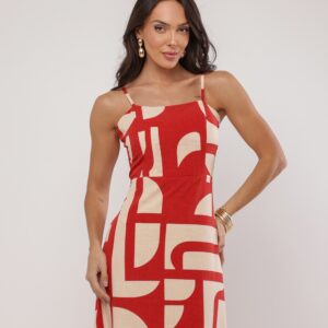 Vestido Midi Estampa Geométrica
