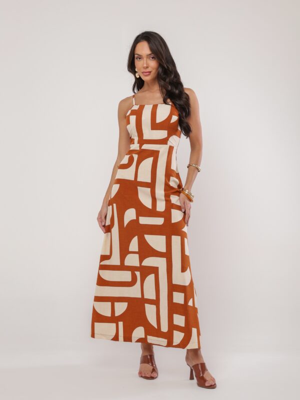 Vestido Midi Estampa Geométrica