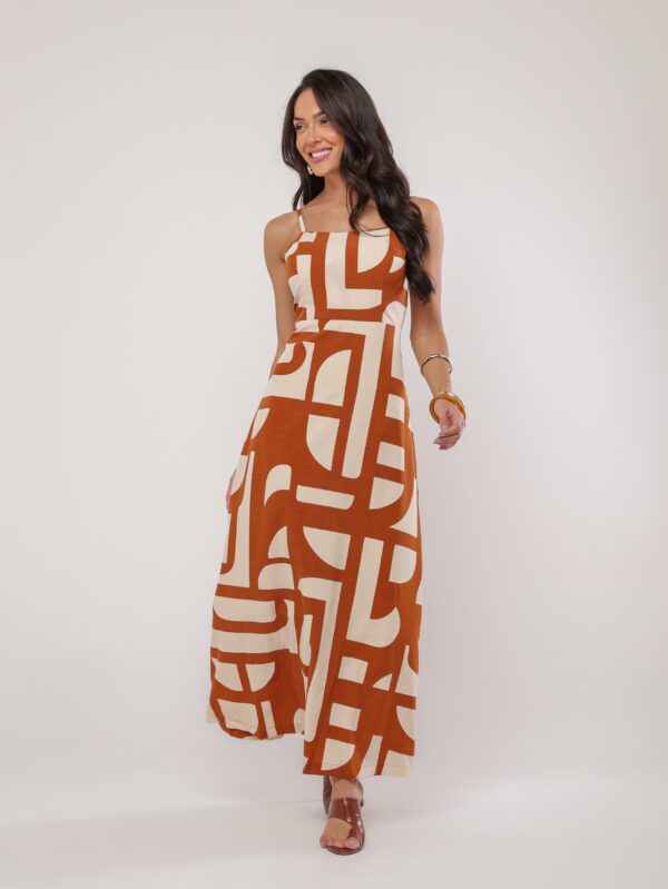 Vestido Midi Estampa Geométrica