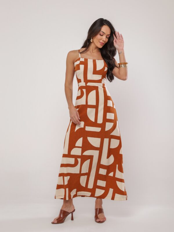 Vestido Midi Estampa Geométrica