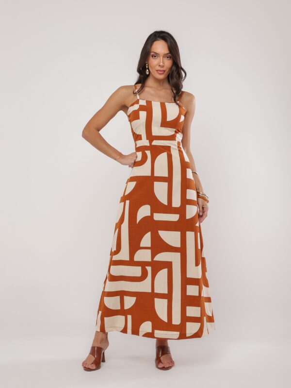 Vestido Midi Estampa Geométrica