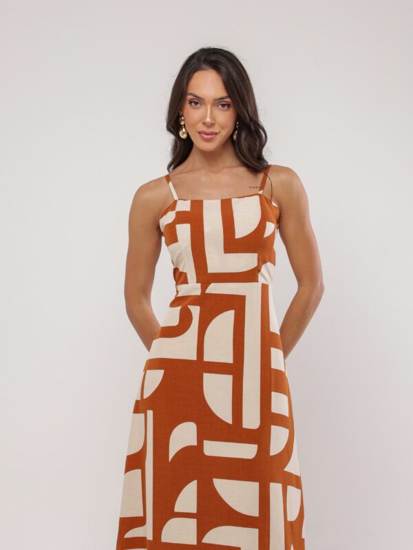 Vestido Midi Estampa Geométrica