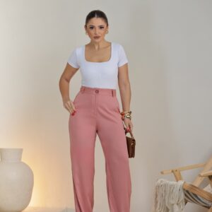 Calça Pantalona Alfaiataria em Viscolinho